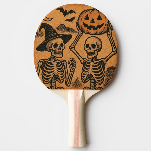 Vintage/Retro Halloween skeletons Ping Pong Paddle (Front)