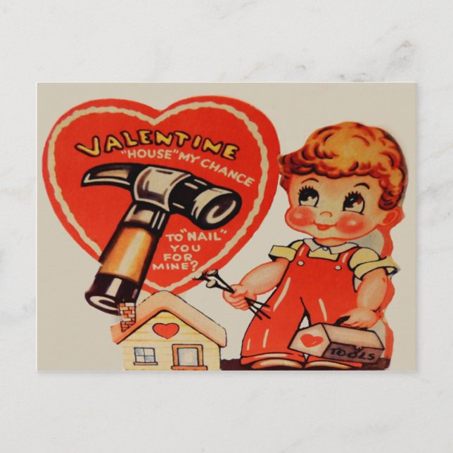 Vintage Retro Handyman Valentine Card (Front)