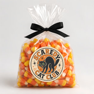 Vintage Retro Happy Halloween Black Cat Classic Round Sticker