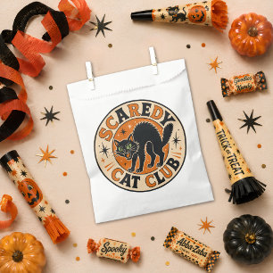 Vintage Retro Happy Halloween Black Cat Favour Bags