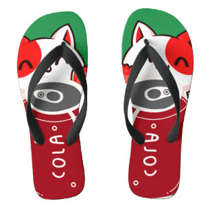 vintage retro happy three cats with cola  flip flops