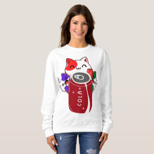 vintage retro happy three cats with cola sweatshirt