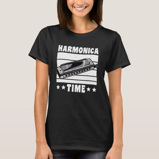 Vintage Retro Harmonica Time  1 T-Shirt (Front)