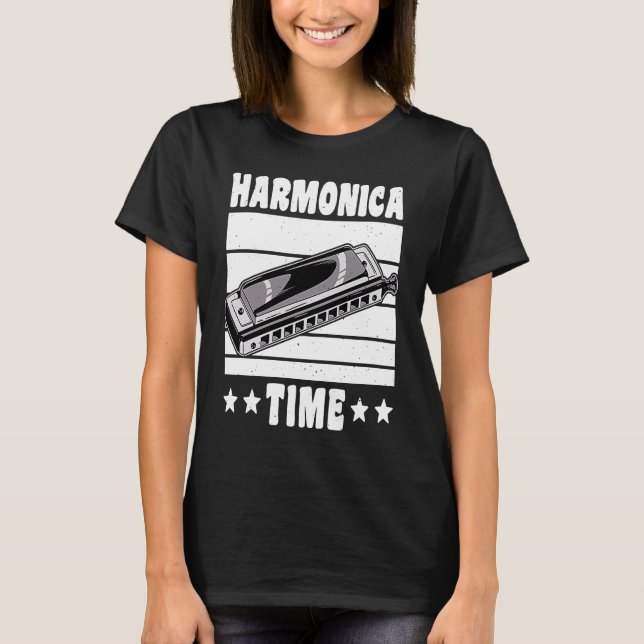 Vintage Retro Harmonica Time  1 T-Shirt (Front)