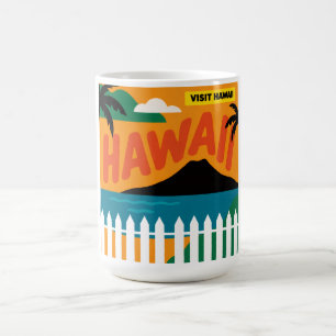 Vintage Retro Hawaiian Islands Travel Illustration Coffee Mug