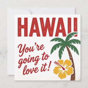 Vintage Retro Hawaiian Islands Travel Illustration Holiday Card