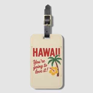 Vintage Retro Hawaiian Islands Travel Illustration Luggage Tag