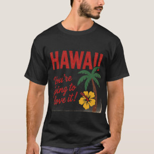 Vintage Retro Hawaiian Islands Travel Illustration T-Shirt