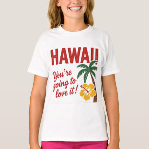 Vintage Retro Hawaiian Islands Travel Illustration T-Shirt