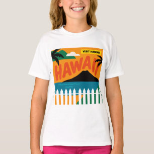 Vintage Retro Hawaiian Islands Travel Illustration T-Shirt
