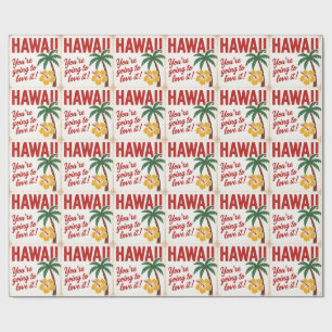 Vintage Retro Hawaiian Islands Travel Illustration Wrapping Paper