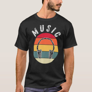 Vintage Retro Headphones Electronic Music DJ 6 T-Shirt