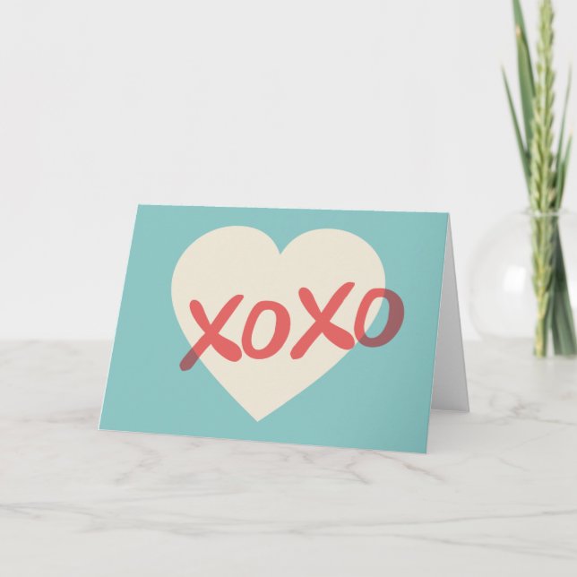 Vintage Retro Heart XOXO Valentine's Day Card (Front)