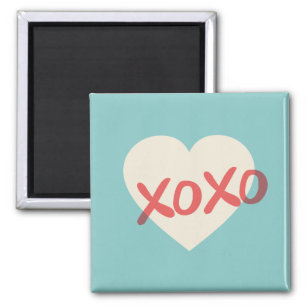 Vintage Retro Heart XOXO Valentine's Day Magnet