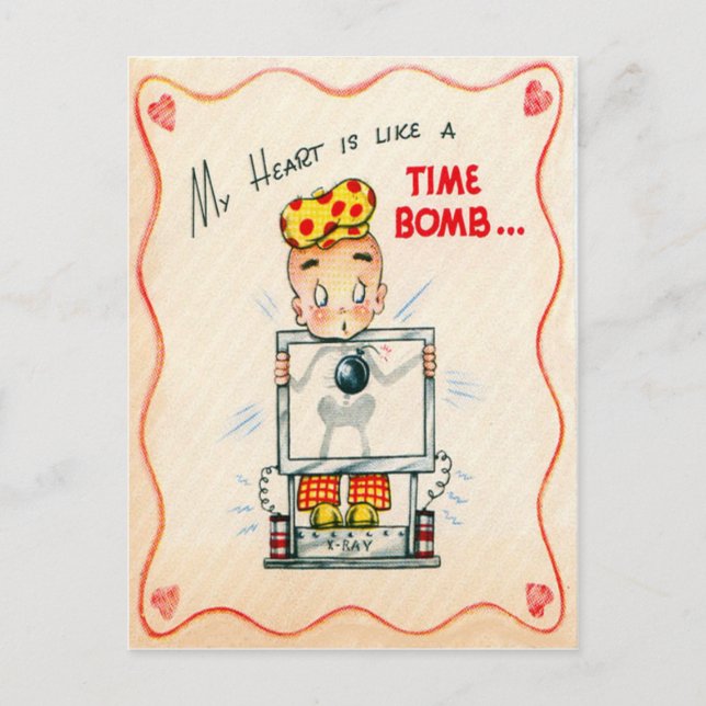 Vintage Retro Heart Xray Valentine Card (Front)