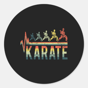 Vintage Retro Heartbeat Word Karate Kickboxing Cut Classic Round Sticker