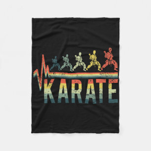 Vintage Retro Heartbeat Word Karate Kickboxing Cut Fleece Blanket