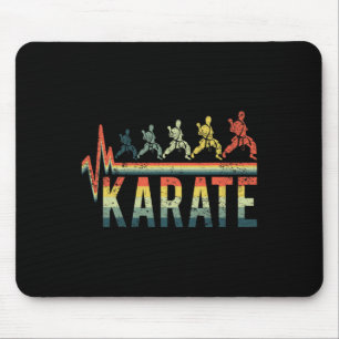 Vintage Retro Heartbeat Word Karate Kickboxing Cut Mouse Mat