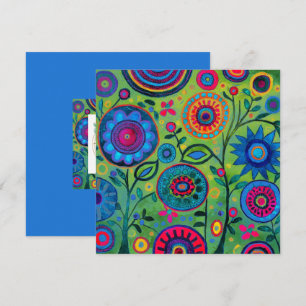 Vintage Retro Hippie Flower pattern Holiday Card