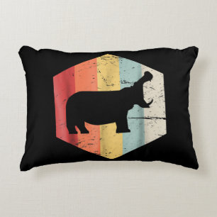 Vintage Retro Hippo Hippopotamus Lovers Gift Decorative Cushion