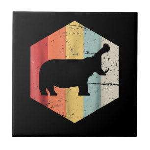 Vintage Retro Hippo Hippopotamus Lovers Gift Tile
