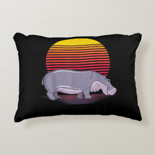 Vintage Retro Hippo Lover Hippopotamus Lover Decorative Cushion