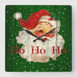 Vintage Retro Ho Ho Ho Santa Claus Clock