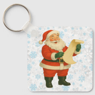Vintage/retro holly jolly Santa Key Ring