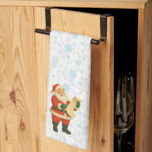 Vintage/retro holly jolly Santa Tea Towel