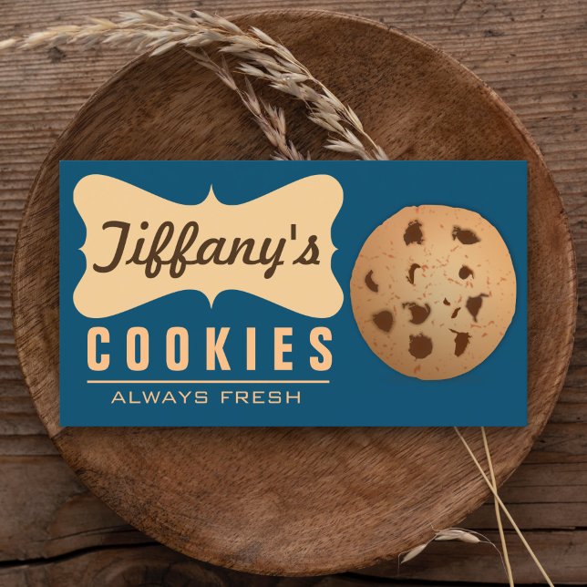 Vintage Retro Home Baked Gourmet Handmade Cookies Business Card (Creator Uploaded)