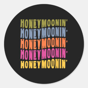 Vintage Retro Honeymoonin Bride Groom Honeymoon Va Classic Round Sticker