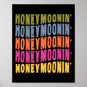 Vintage Retro Honeymoonin Bride Groom Honeymoon Va Poster