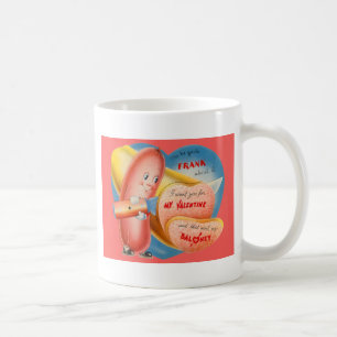 Vintage Retro Hot Dog Slicing Baloney Valentine Coffee Mug