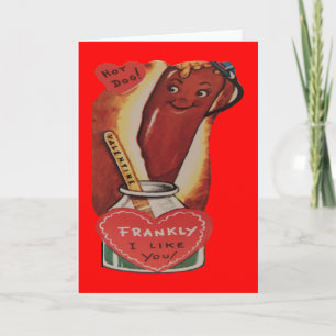 Vintage Retro Hot Dog Valentine Card