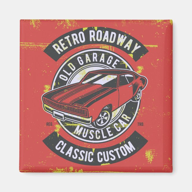 Vintage Retro Hot Rod Magnet (Front)