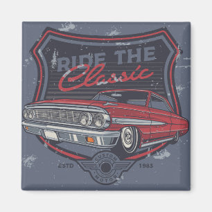 Vintage Retro Hot Rod Magnet