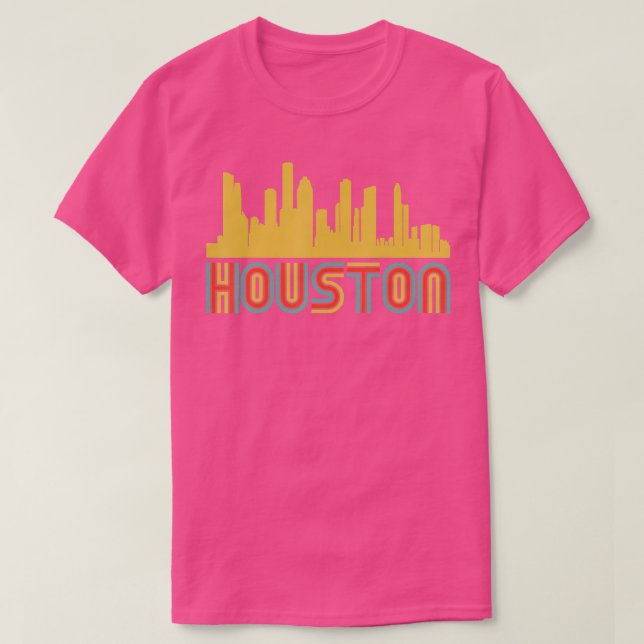 Vintage Retro Houston Texas Skyline  T-Shirt (Design Front)