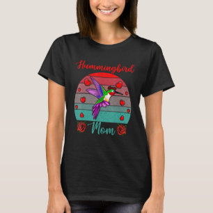 Vintage Retro Hummingbird Mom Valentine Floral Bir T-Shirt