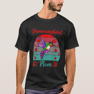 Vintage Retro Hummingbird Mum Valentine Floral Bir T-Shirt