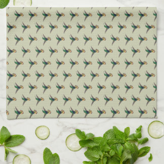 Vintage Retro Hummingbird Pattern Tea Towel