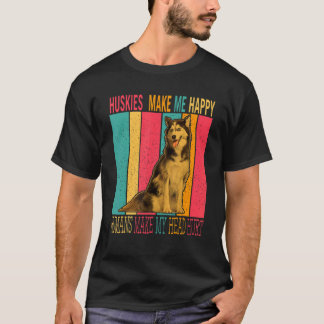 Vintage Retro Huskies Make Happy Humans Make Head T-Shirt