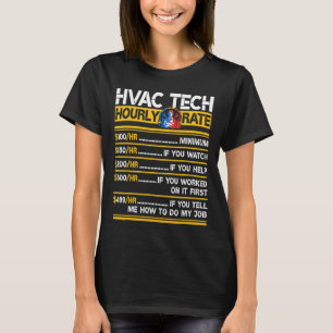 Vintage Retro HVAC Technician Hourly Rate Engineer T-Shirt