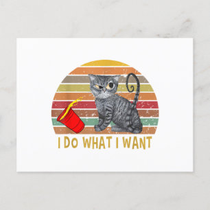 Vintage Retro I Do What I Want My Black Cat Lovers Holiday Postcard