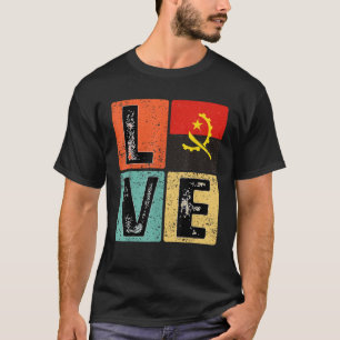 Vintage Retro I Love Angola Flag for Angolan Pride T-Shirt
