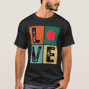 Vintage Retro I Love Bangladesh Flag for Banglades T-Shirt