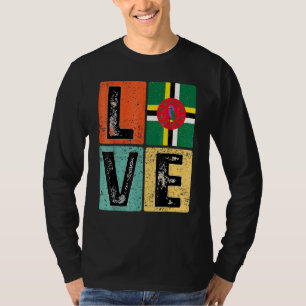Vintage Retro I Love Dominica Flag For Dominican P T-Shirt