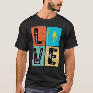 Vintage Retro I Love Kazakhstan Flag For Kazakh Pr T-Shirt