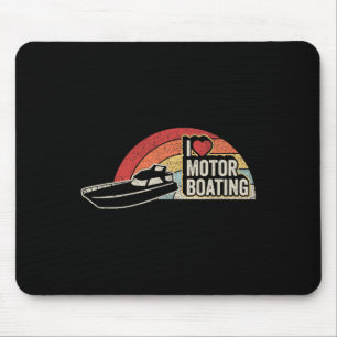 Vintage Retro I Love Motor Boating Funny Boater 2 Mouse Mat