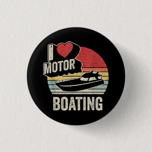 Vintage Retro I Love Motor Boating Funny Boater  3 Cm Round Badge