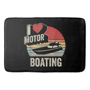 Vintage Retro I Love Motor Boating Funny Boater  Bath Mat
